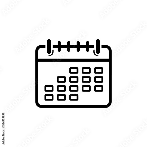 A black and white drawing of a calendar with several squares arranged on the front