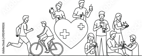 A lively medieval festival scene with musicians and revelers gathered around a central performer