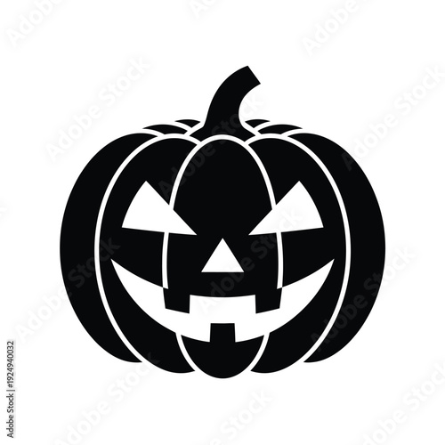 A classic jack-o'-lantern with a carved happy face for halloween decoration isolated on white background, Vector, illustration
