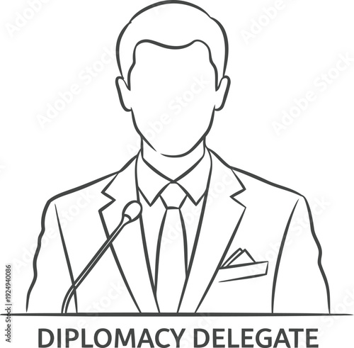 A diplomatic delegate depicted in a simple line drawing with a formal label.
