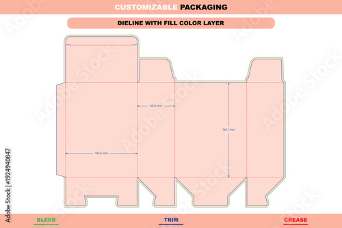 Cereal tuck end box with auto bottom snap lock folding carton dieline template custom dimensions for customizable premium food products packaging design accurate die line