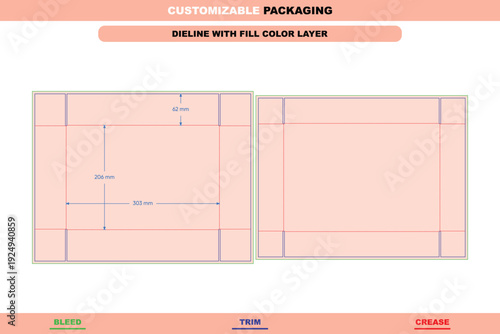 Corrugated box with lid dieline for printable box design durable packaging solutions for retail shipping cartons accurate structural die line premium file