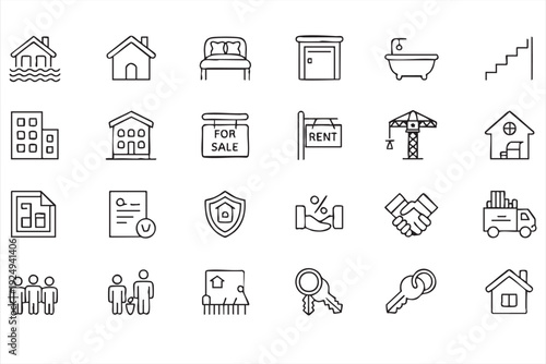 Housing and moving service icons for real estate websites and applications