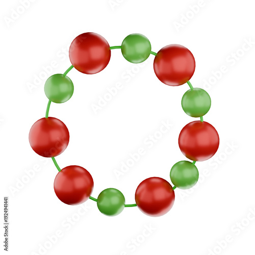Beaded Bracelet: A circular bracelet made of red and green beads, connected by a delicate green string, creating a stylish and colorful accessory.