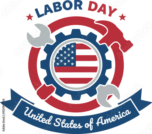 Patriotic American Labor Day Emblem