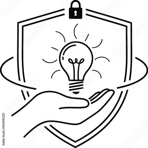 Illustration of a hand holding a light bulb symbolizing innovation and ideas