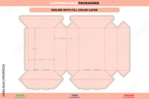 Polygonal crystal boxes folding carton dieline template with customizable die line layout printable product packaging mockup vector template trendy professional packaging design