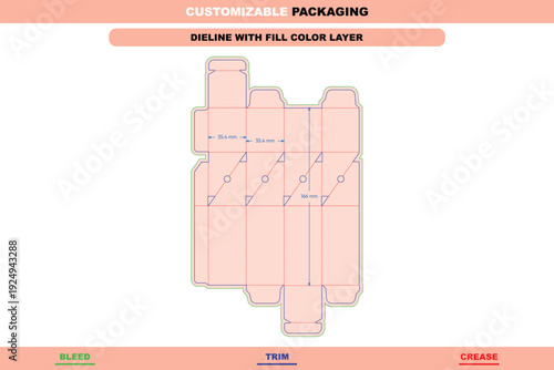 PVC boxes with customizable reverse inserts folding carton dieline template custom dimensions durable packaging design and elegant transparent packaging structures die line