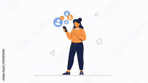 Woman Using Smartphone for Social Networking and Communication