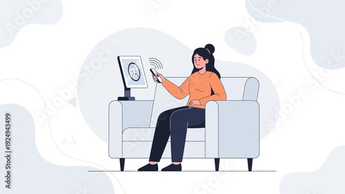 Woman Using Smartphone for Contactless Payment at Home