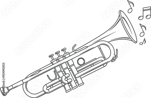 A classic trumpet instrument with three valves and a bell flare
