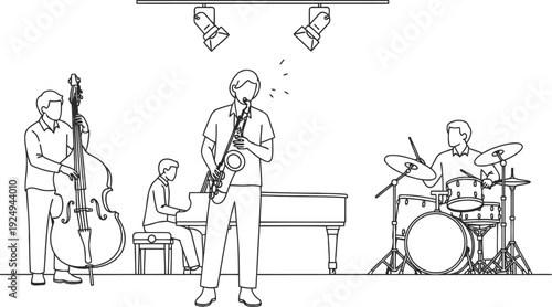 A vintage classroom scene with a teacher and students engaged in a learning activity