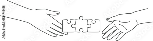 Two hands shaking with a puzzle piece symbolizing collaboration and partnership