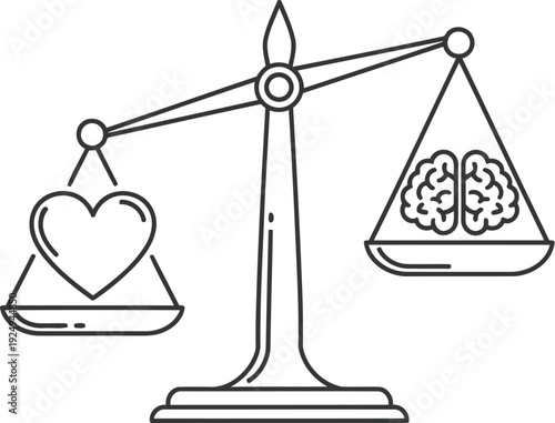 Balancing love and money on a scale for decision making or priorities