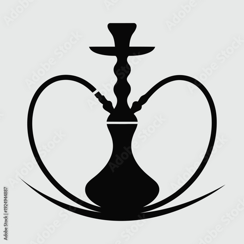 Black Silhouette of a Hookah with Curved Base Elements