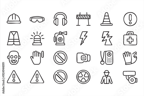 Safety protection symbols for industrial sites and workplace manuals