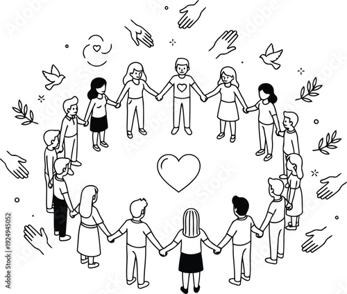 Diverse group of people collaborating and sharing ideas in a creative circle