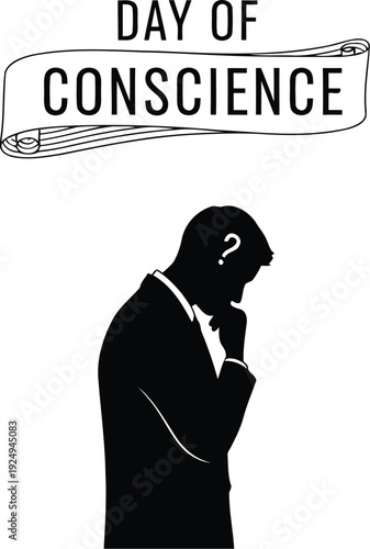 A contemplative figure pondering the weight of moral responsibility on conscience day.