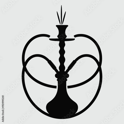 Black Silhouette of a Hookah with Heart Shaped Hoses
