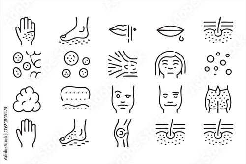Skincare and Dermatology Diagnosis Outline Icons for Healthcare Design