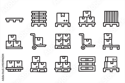 Shipping and Delivery Logistics Icon Set for Supply Chain Design