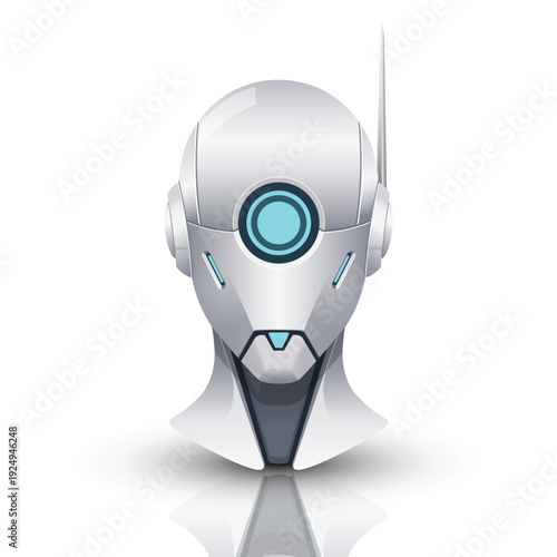 Futuristic Robot Head, Vector Illustration