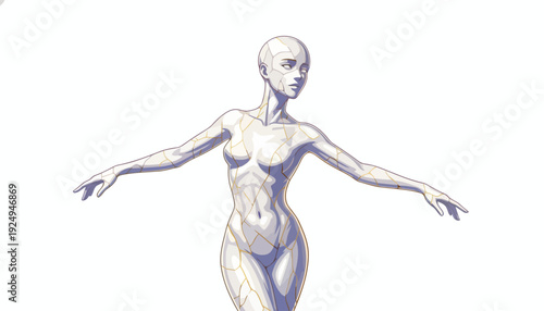 Detailed Anatomical Study of a Human Figure with Visible Musculature.