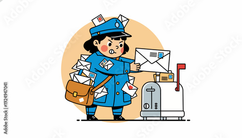 Dedicated Mail Carrier Delivering Important Letters to Mailbox.