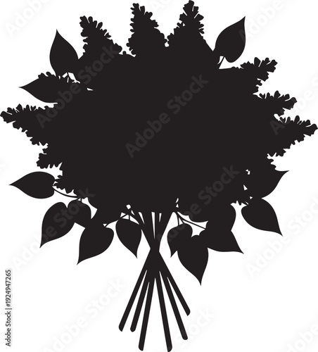 Bouquet of flowers vector silhouette illustration on transparent background