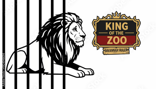 Majestic Lion King of the Zoo Illustration.