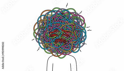 Tangled thoughts concept representing stress and confusion in mind.