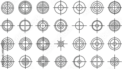 Collection of various elliptical targets and crosshairs