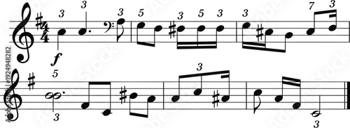 Musical composition with complex rhythm and harmony