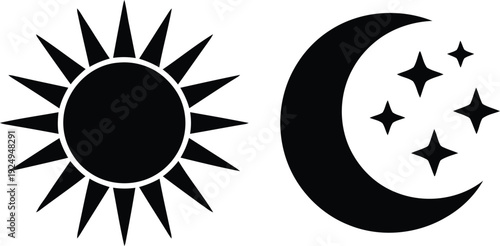 Symbolic representation of day and night with celestial elements