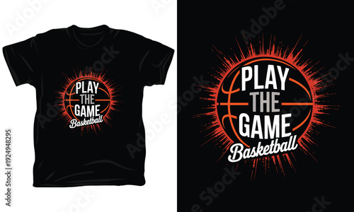 Play the game basketball t-shirt design illustration with abstract background