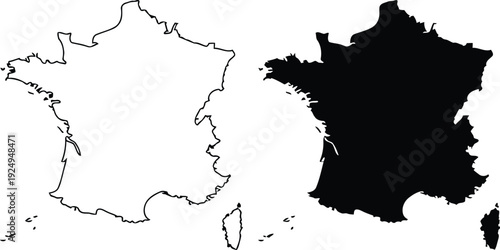 Contrast depiction of the map of france highlighting its full and partial coverage
