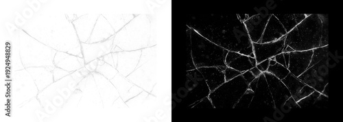 Foto Cracked glass texture overlay shattered screen effect broken window background