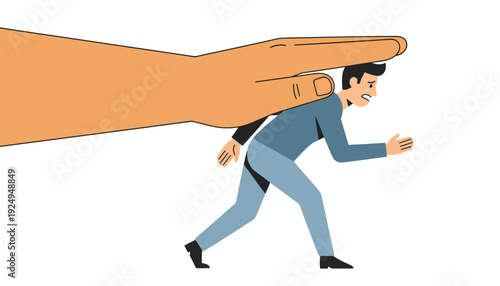 Man Under Pressure from Giant Hand Concept.