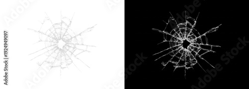 Bild auf Leinwand Cracked glass shattered screen on white and black backgrounds