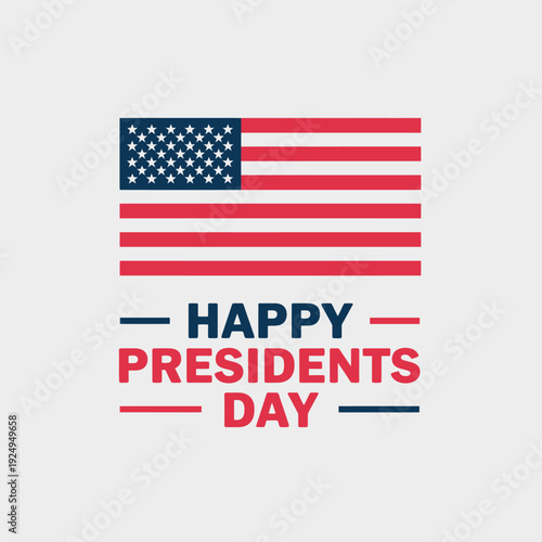 Celebrating presidents day with a patriotic american flag design and festive text. isolated on white background, Vector, illustration