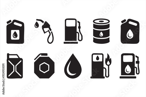 Fuel Pump and Oil Barrel Icons for Petroleum Concepts