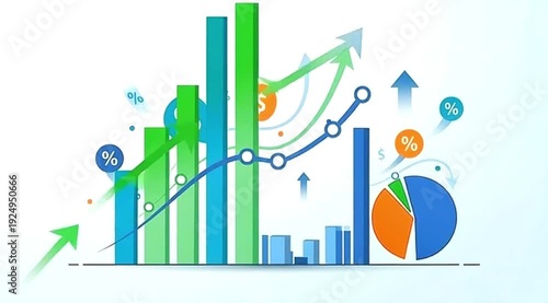 Financial growth and positive market trends illustrated with charts and graphs