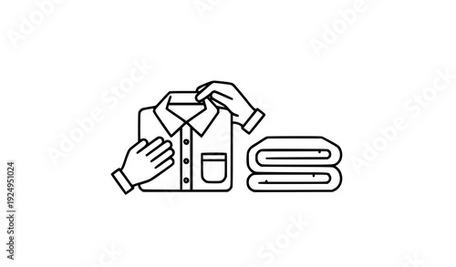 Laundry Care Line Icon – Folding Clothes Household Vector