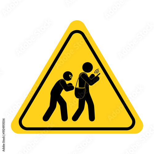 Pickpocket beware sign, Beware thief steals wallet or valuables in bag, Beware of pick pockets symbol, Awareness sign at a public place. Flat vector illustration design