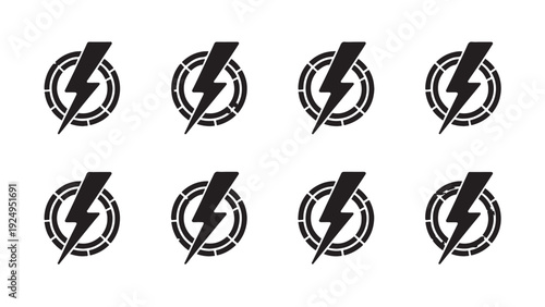 Energy icons with lightning bolts inside circular designs.