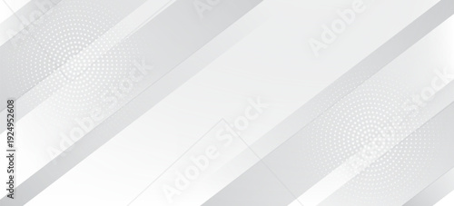 Modern abstract grey background featuring diagonal geometric shapes combined with subtle halftone circle elements. Clean minimal design suitable for corporate presentations, technology templates,