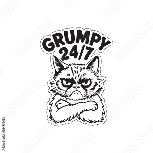 Angry Persian Cat Sticker Design For Sarcastic Humor And Fun. 
