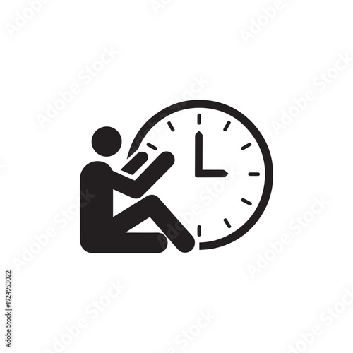 Professional Businessman Sitting In Front Of Clock Representing Time Management And Punctuality. 