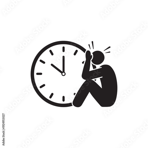 Professional Businessman Sitting In Front Of Clock Representing Time Management And Punctuality. 