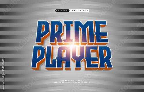 Prime Player Editable Text Effect - Gaming Style Bold Typography for Esports and Game Title